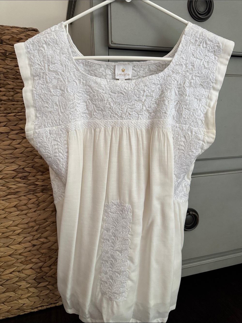 J Marie White Embroidered Top